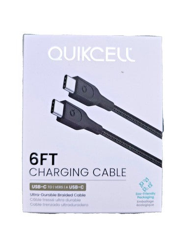Quikcell USB-C to USB-C Charge & Sync Cable 6FT White – Fast Charging Data Cable