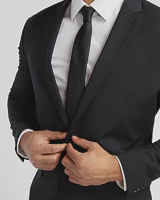 Express Classic Solid Black Modern Tech Suit Jacket-Black
