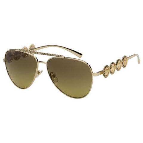 Versace 0VE2219B 1252G9 Women Medusa Jewel Pale Gold Sunglass