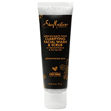 Shea Moisture African Black Soap Clarifying Facial Wash & Scrub 4oz