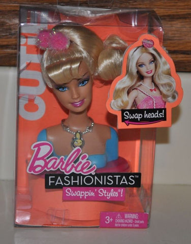 Barbie Fashionistas Swappin Styles Doll 3 inch Head - Cutie, Age 3+