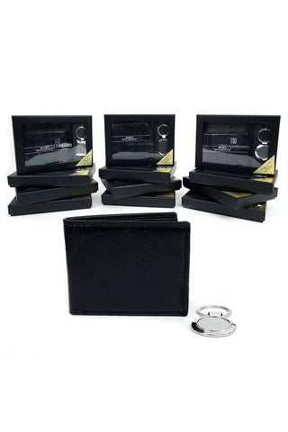 Umo Lorenzo Men BiFold Wallet and Keychain Assorted Set Black-SHG/SHW/MT/GL