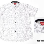 Oleg Cassini Men 13S-1191-P Poplin Print Slim Fit Short Sleeve Shirt White-GL/SHW