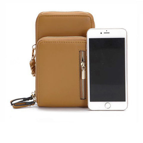 La Terre N1296 Women Hipster Cellphone Wallet Crossbody Bag Brown