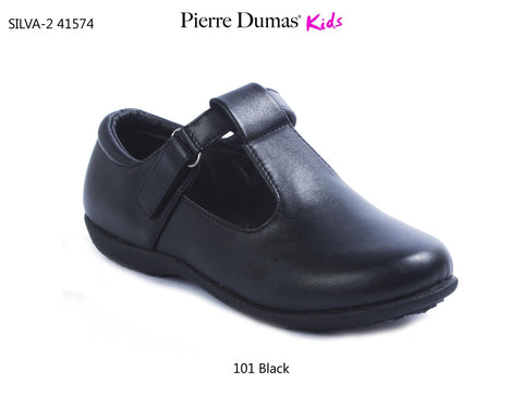 Pierre Dumas Silva-2 kids Round Toe Paste At Side Shoe Black-SHG/SHW