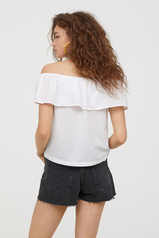 H&M 1543/1 Women Off-the-shoulder Blouse White-SHG/SHW/SHF