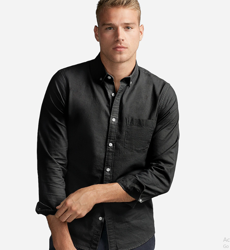 Express 00282762 Men Slim Soft Wash Garment Dyed Oxford Shirt Black-GL