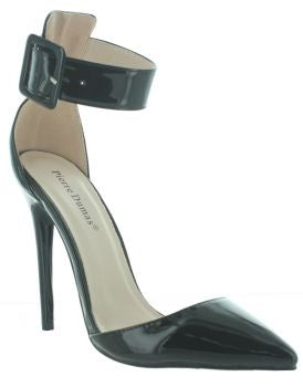 Pierre Dumas Lula-2 Women Ankle Strap Pointy Toe Heel Shoe Black-SHG