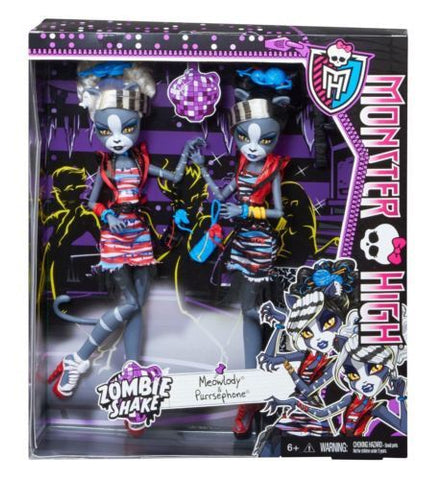 Monster High Zombie Shake Meowlody And Purrsephone Doll, Age 6+