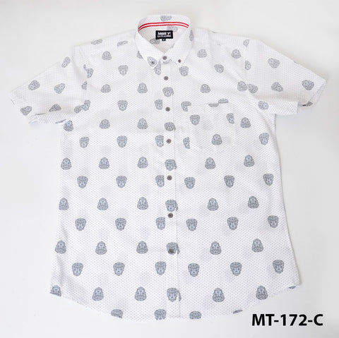 Mahi Mahi MT-172-C Men Casual Short Sleeve Shirt Skull Print-GL/SHW/SHG