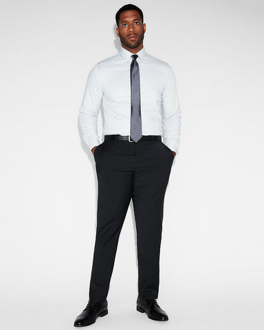 Express 03251813 Men Slim Black Wool-Blend Performance Stretch Suit Pant-GL