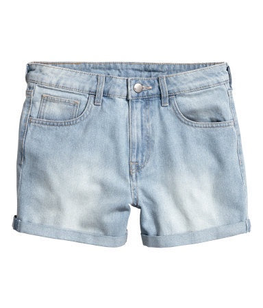 H&M-Ladies Denim Shorts-Light Denim Blue-SHF/SHG
