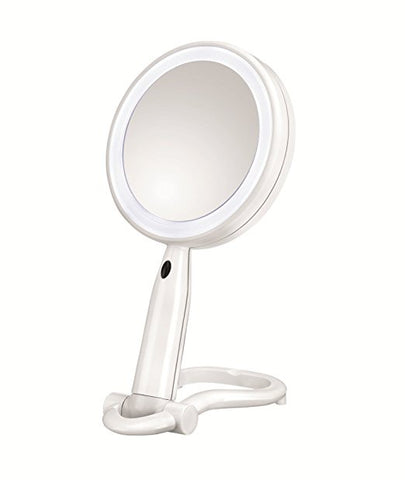 Conair Round Shaped Plastic LED Double Sided Lighted Makeup Mirror; 1x/3x magnification- White