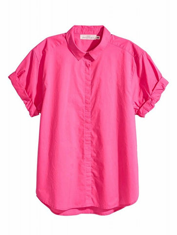 H&M Ladies 1510/1 Short Sleeved Cotton Shirt Pink-SHW
