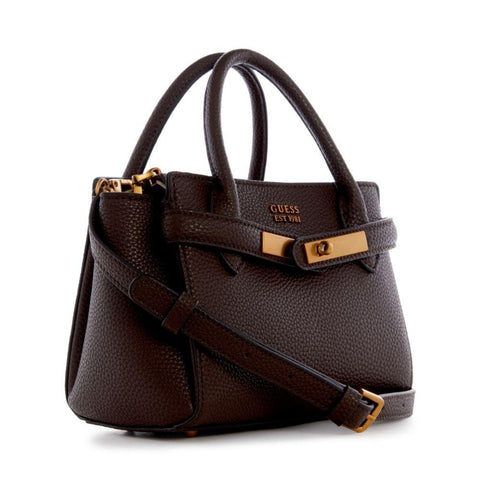 Guess Enisa Mini Satchel, Chocolate Handbag-VB842176