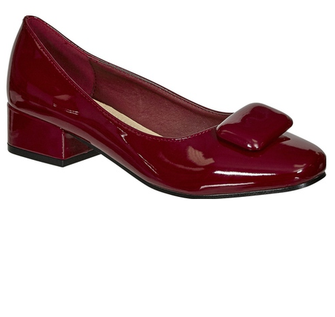 Pierre Dumas Brickell-3 Women Slip On Small Heel Pumps Red Patent-SHW