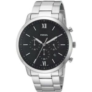 Fossil FS5384 Men Neutra Chronograph Black Dial Stainless Steel Watch-GL
