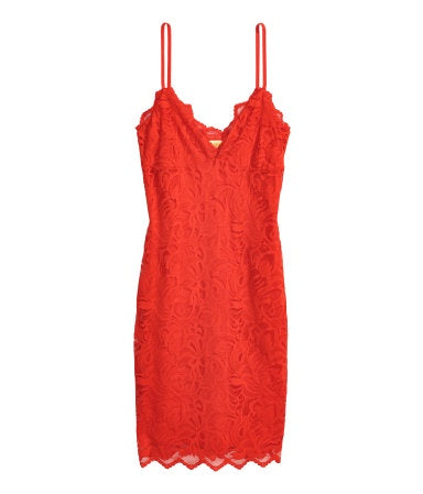 H&M 1926/1 Women Fine Strap Lace Dress Bright Red-SHW