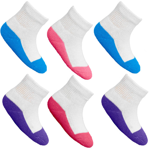 Fruit of the Loom Toddler Girls Assorted Ankle Socks - 6 Pairs