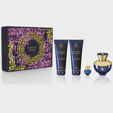 Versace Pour Femme Dylan Blue Set (100ml EDP+ 100ml SG+100 BL+Bag) for Women