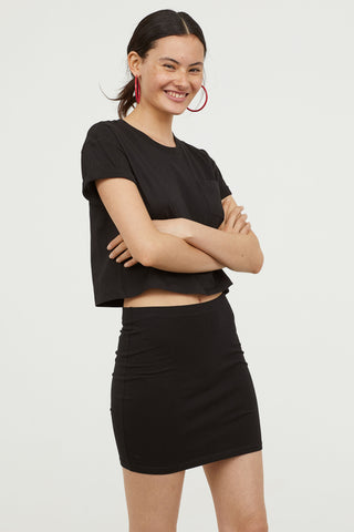 H&M 1643/1 Women Jersey Skirt Black-SHW