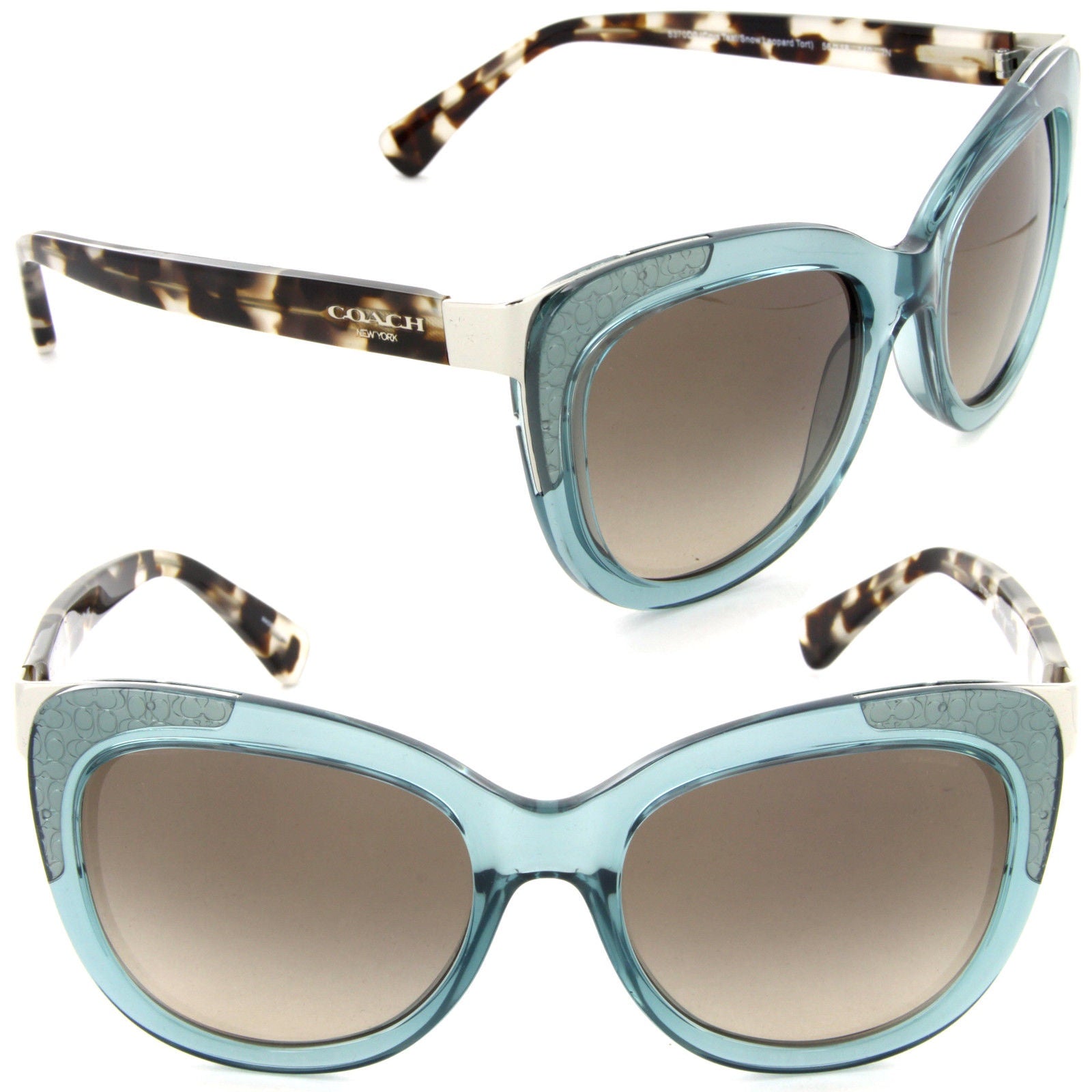 Coach 8171 5370D0-Women  Square Sunglass Crystal Teal Snow Leopard/Grey Gradient-GL