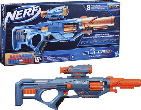 NERF Elite 2.0 Eaglepoint RD-8 Toy Blaster 8-Dart Drum Detachable Scope & Barrel