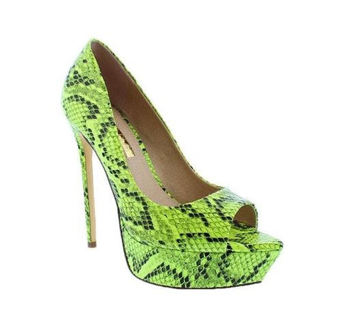 Liliana Henny-1A Women Peep Toe Platform Heel Shoe Lime-SHW