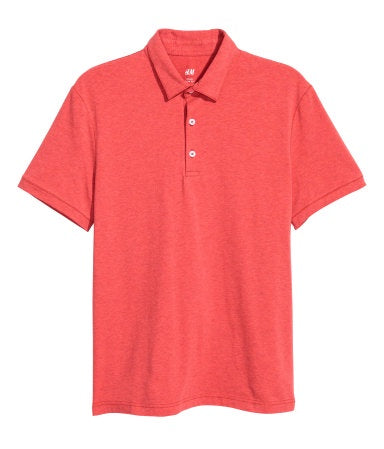 H&M 5868/1-Men Polo Shirt Slim Fit Red Melange-SHW