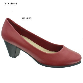 Pierre Dumas Delanie-1 Curved Front Small Heel Shoe Red-SHG