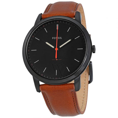 Fossil FS5305 Men Minimalist Brown Leather Black Dial Watch