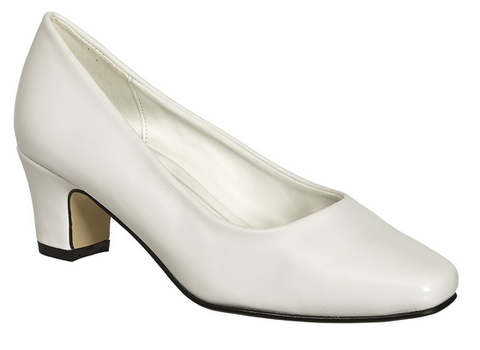 Pierre Dumas Moda-9 Women Slip On Curved Front Small Heel Shoe White-SHW