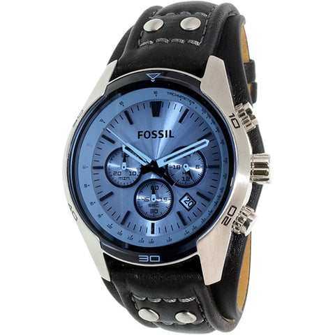 Fossil CH2564 Men Silver Leather Quartz Watch-GL