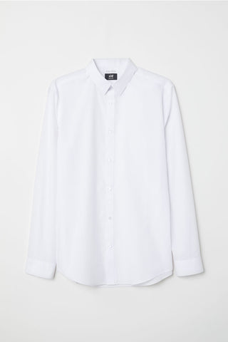 H&M 8617/1 Men Regular Fit Cotton Long Sleeve Shirt White-GL