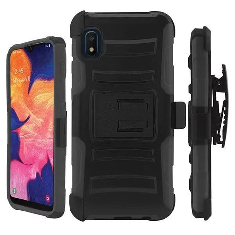 Samsung A10e Rugged W/ Kickstand Holster Combo Black