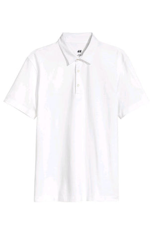 H&M 5868/1-Men Polo T-Shirt-White-SHG/MT