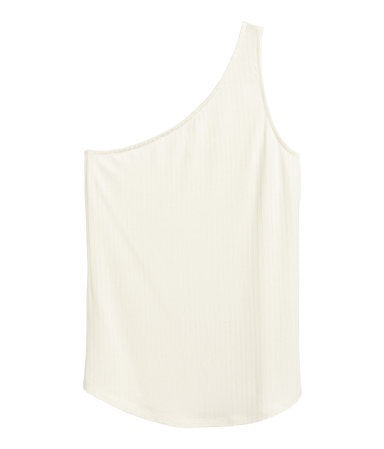 H&M 1636/1-Ladies One Shoulder Top -Natural White-SHW