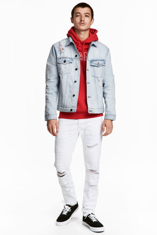 H&M 5683/1 Men Biker Distress Jeans White-SHG