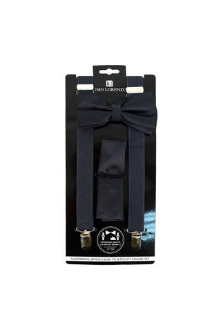 Umo Lorenzo Men Solid Color Clip-on Suspenders Set Black-SHG/GL