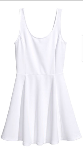 H&M 1344/1-Jersey Dress-White-SHW