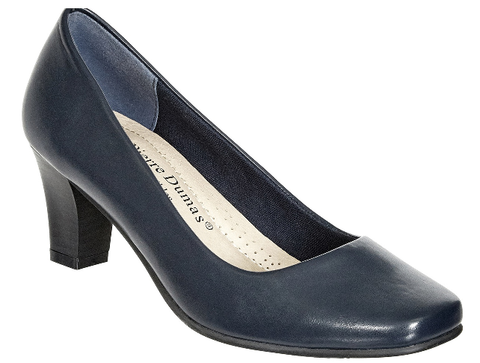 Pierre Dumas Amada-1 Women Slip On Pointy Toe Fudge Heel Shoe Navy Blue-SHW/MT