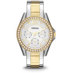 Fossil ES3204 Women Riley Silver and Gold-Tone Watch