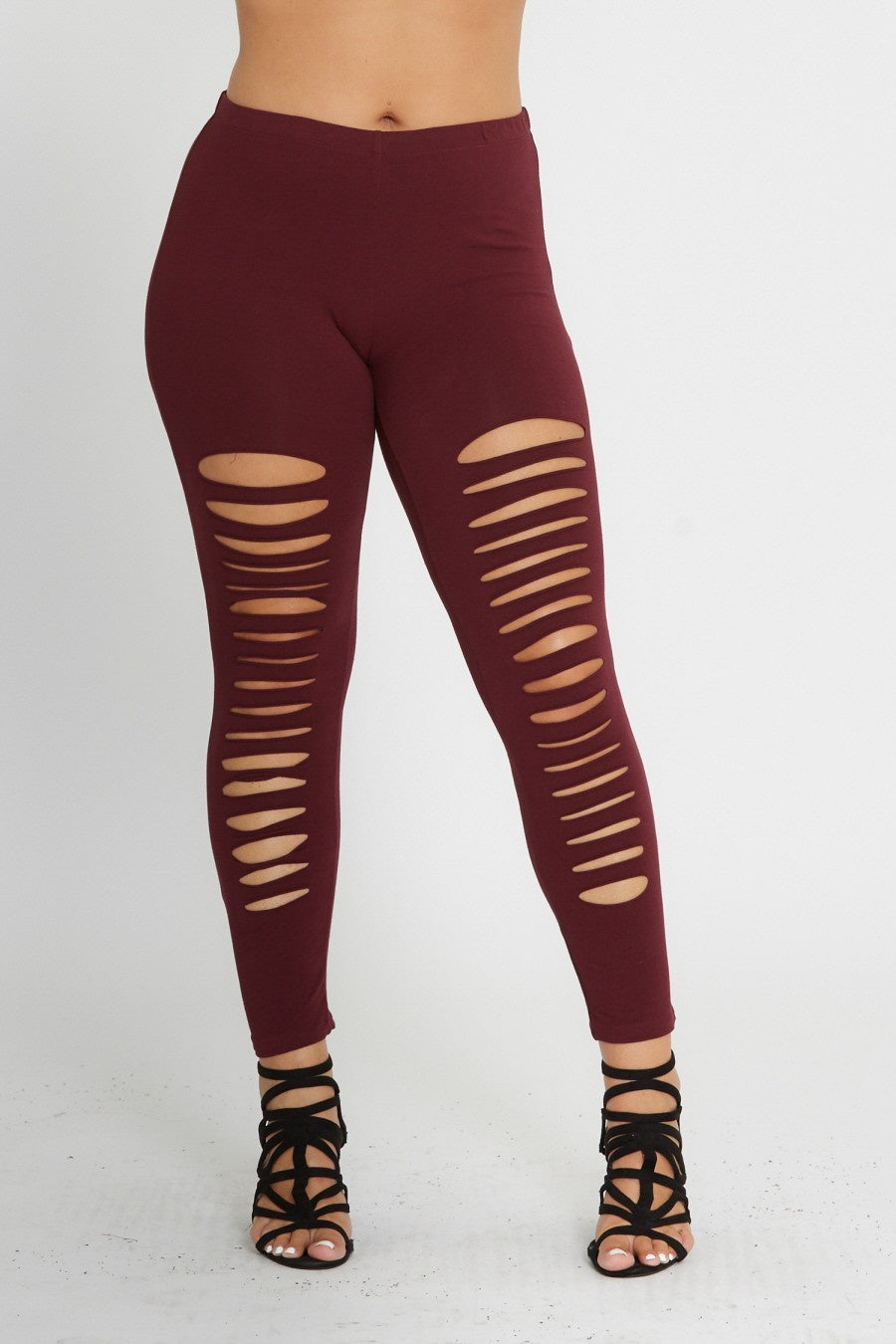 Bozzolo Women VIP Ribbed Leggings Burgundy-SHW