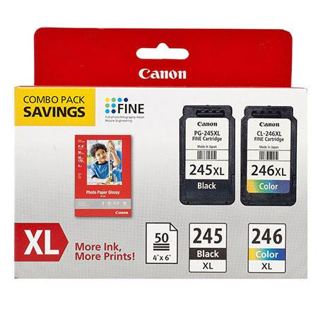 Cannon 8278B005 Ink Cartridge Paper Kit Combo Pack 246BlackXL/246ColorXL