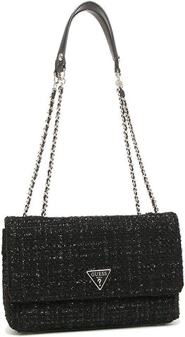Guess Cessily Convertible Tweed Crossbody-Black