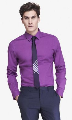 Express 9454 Men Fitted 1MX Longsleeve Shirt Purple-GL