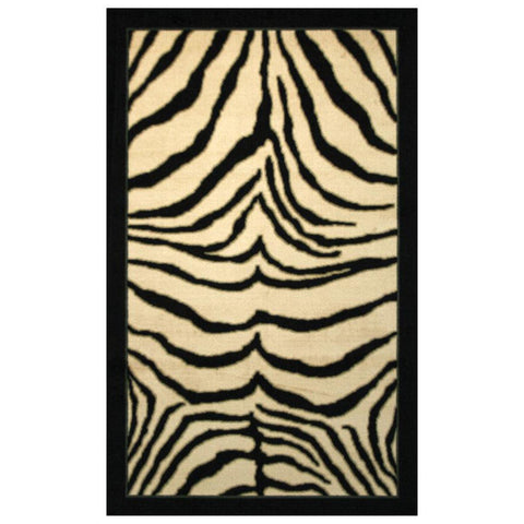 Coaster Furniture 970018 Black Animal Print Zebra Stripes 5'x8' Rug