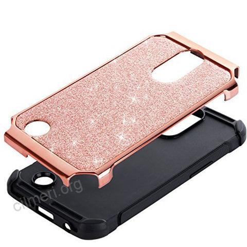 LG K20 Plus Glitter Shockproof Hybrid Case Rose Gold