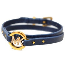 Michael Kors Women Crystal Gold-Tone Double Wrap Watch Band Bracelet Blue-GL