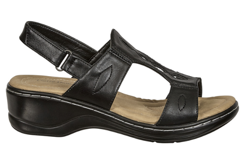 Pierre Dumas Aleisha-35 Women Open Toe Wedge Heel Ankle Strap Sandal Black-SHG